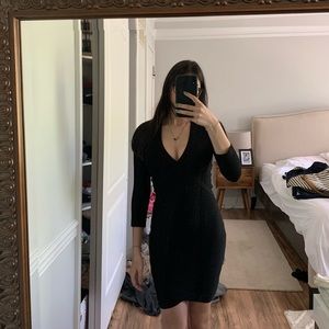 LVs Signature Body-con Deep V-neck Dress